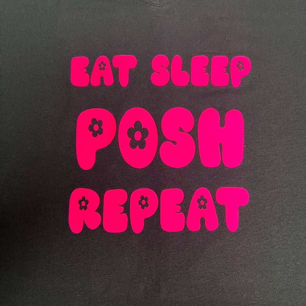 Hand Crafted Black Iron On Eat Sleep Posh Repeat IRON ON TRANSFER ONLY NOT SHIRT - Picture 4 of 9